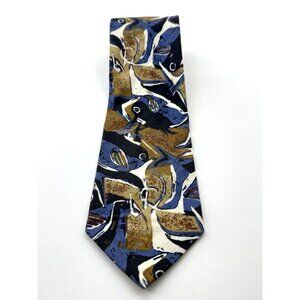 VTG KAHALA MENS TIE BLUE YELLOW MADE IN HAWAII 3.5 X 56” Abstract Cotton Short